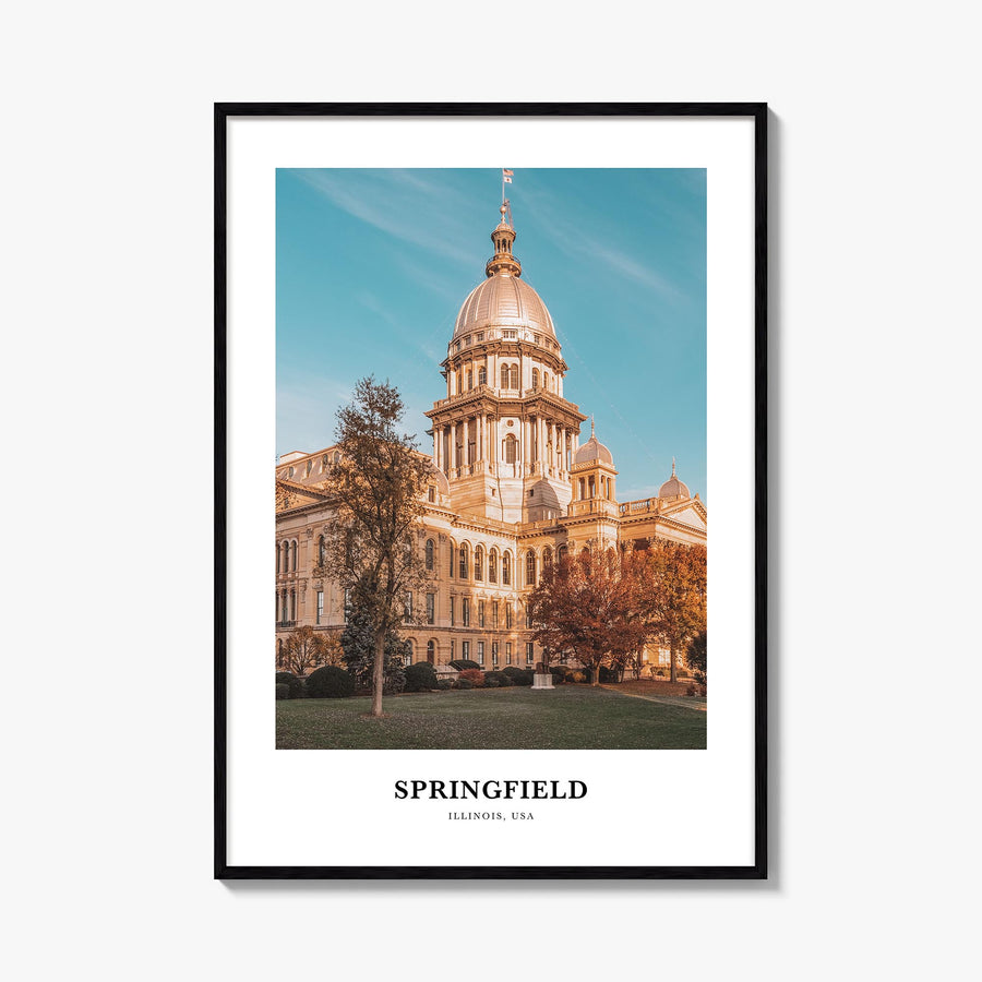 Springfield, Illinois colorful classic poster of Illinois, USA – vertical wall art, unframed print shown in interior mockup