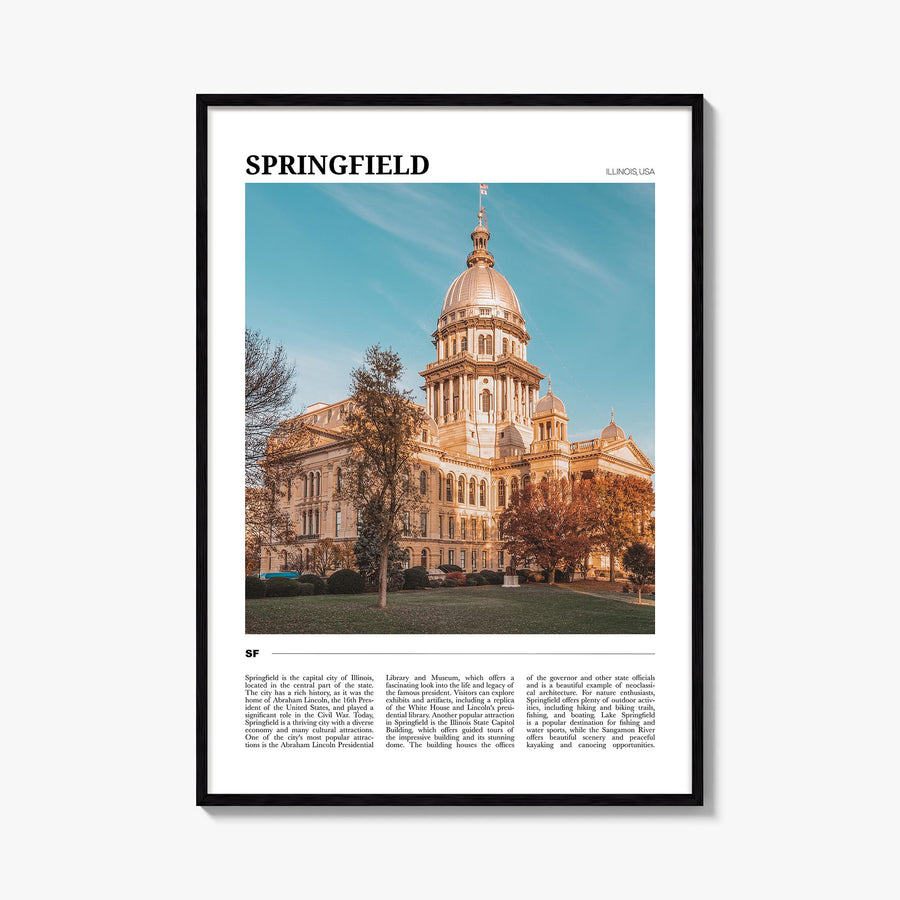 Springfield, Illinois colorful travel poster of Illinois, USA – vertical wall art, unframed print shown in interior mockup