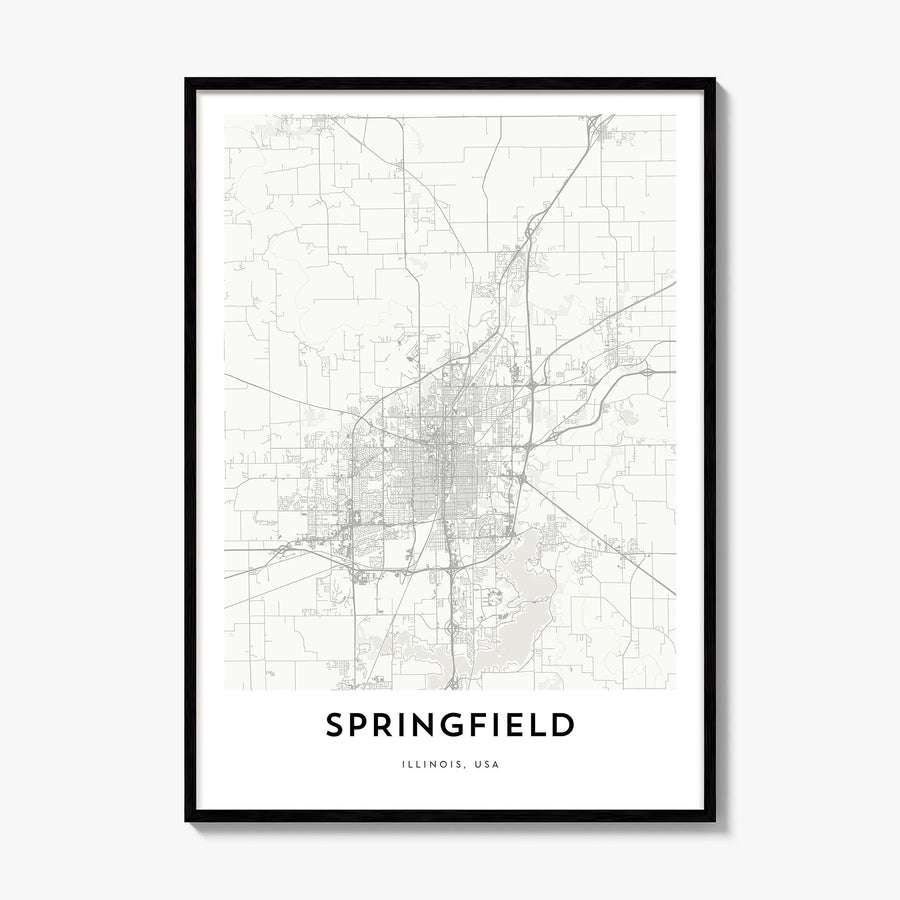 Springfield, Illinois Map Poster, framed poster mockup