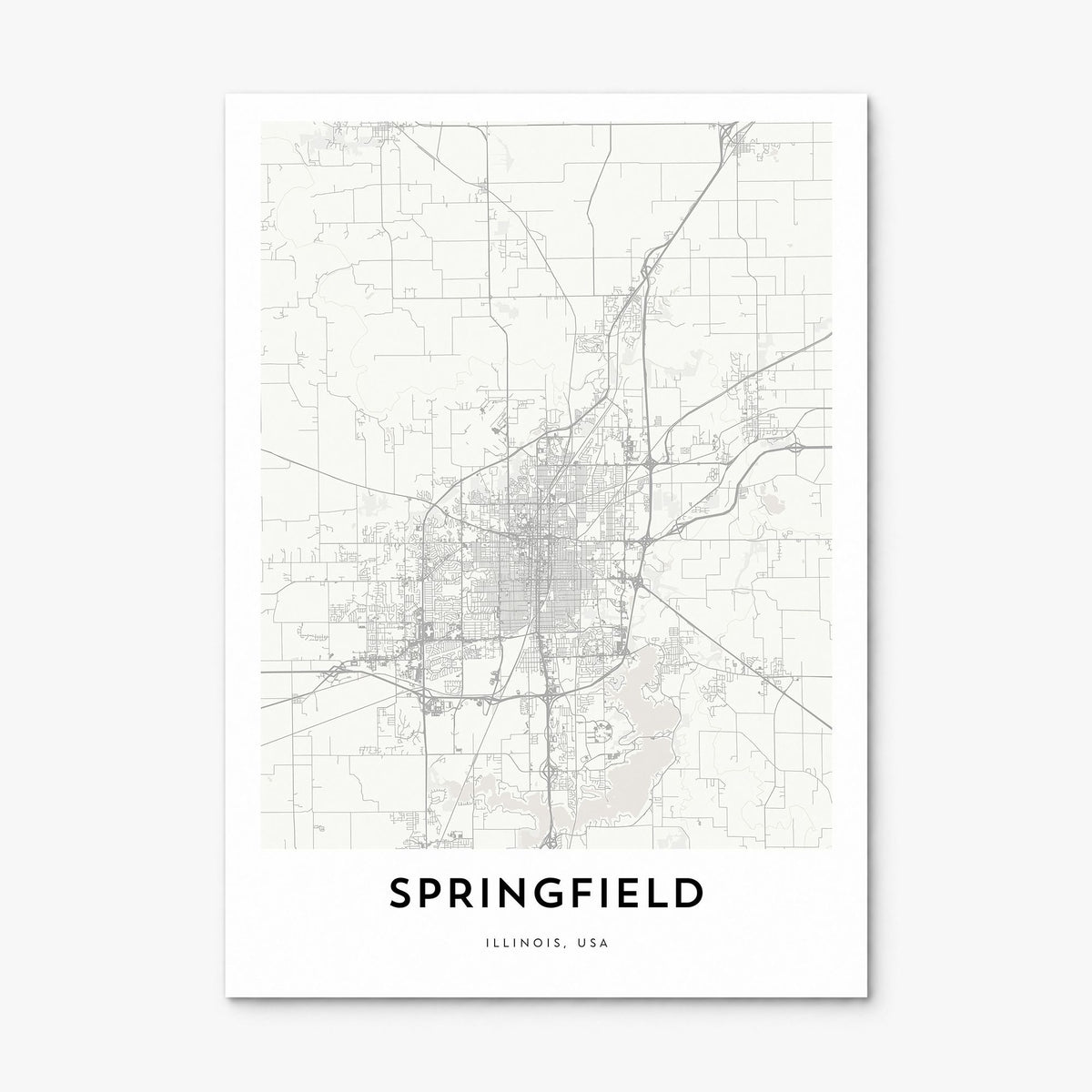 Springfield, Illinois Map Poster, print only (unframed)