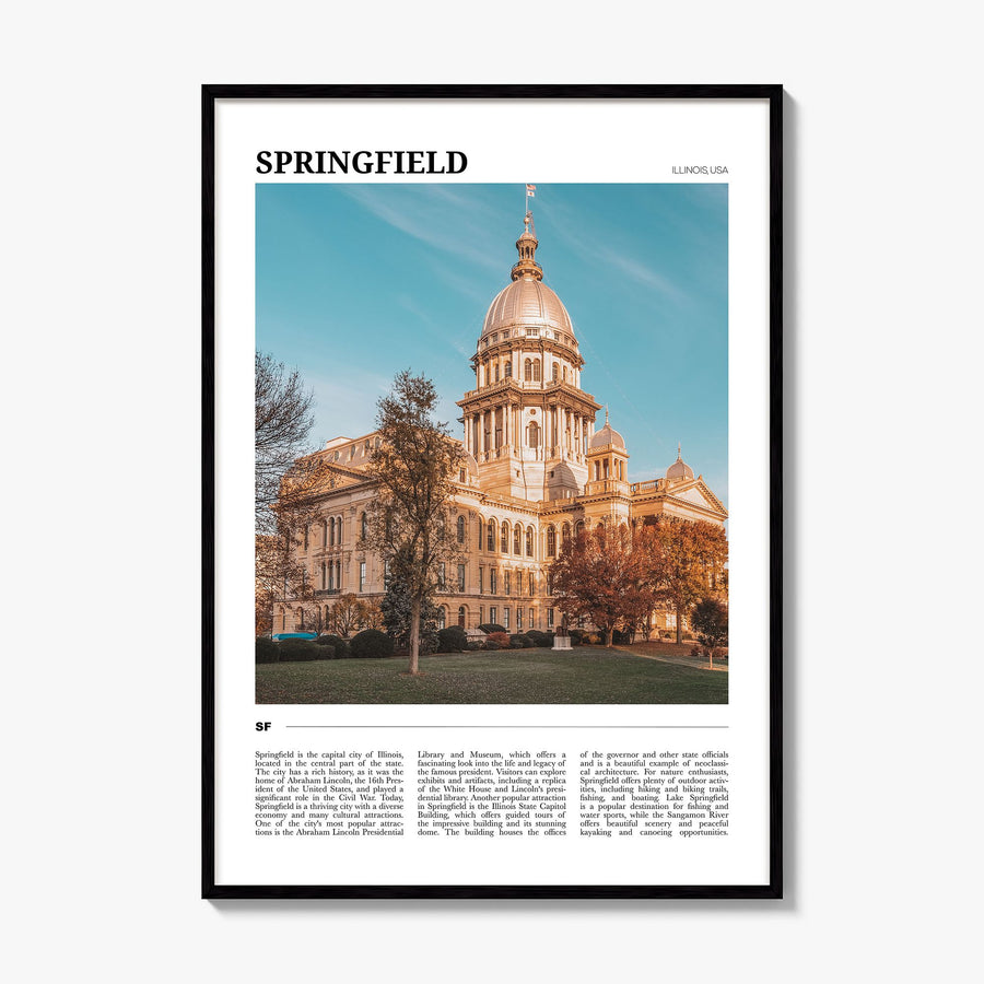 Springfield, Illinois Travel Poster, framed poster mockup