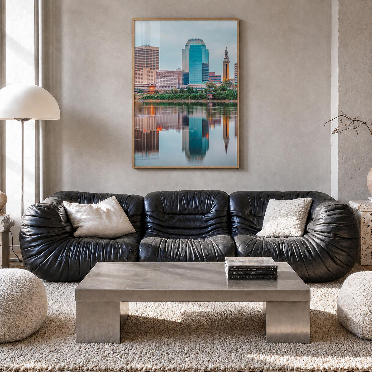 Springfield, Massachusetts colorful photo poster of Massachusetts, USA – vertical wall art in natural wood frame, hanging on 