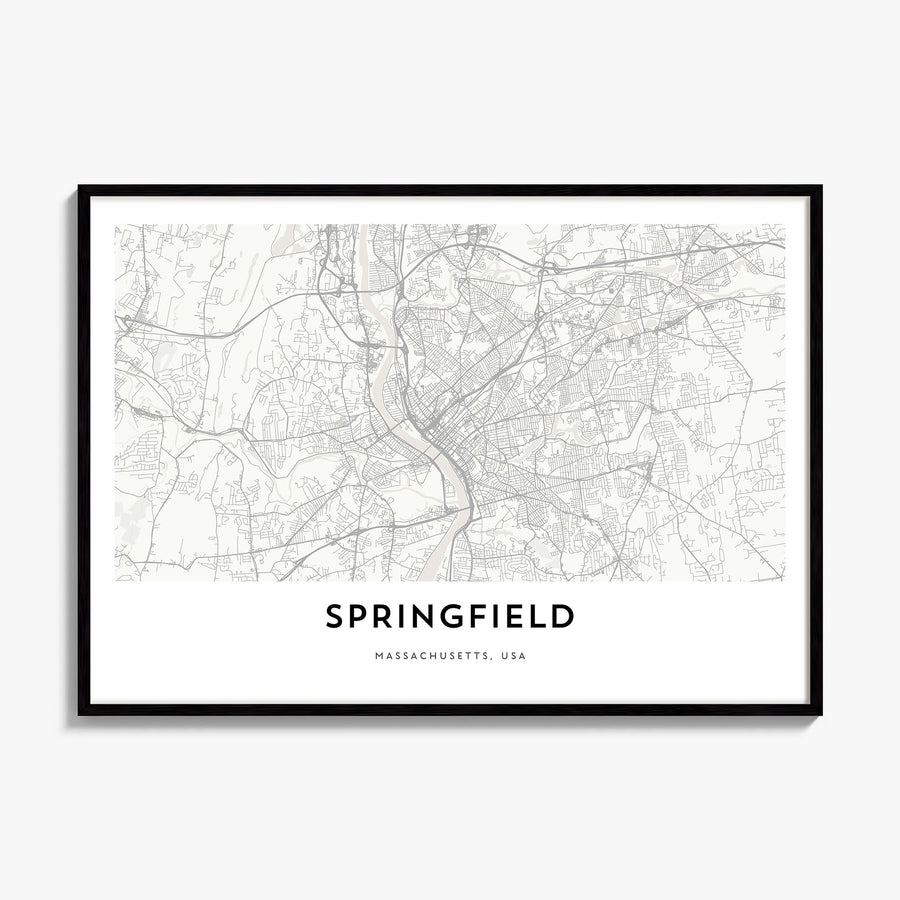 Springfield, Massachusetts Map Poster, framed poster mockup