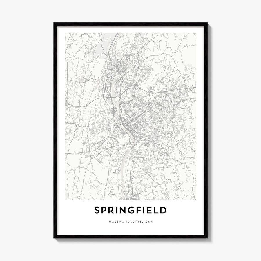 Springfield, Massachusetts Map Poster, framed poster mockup