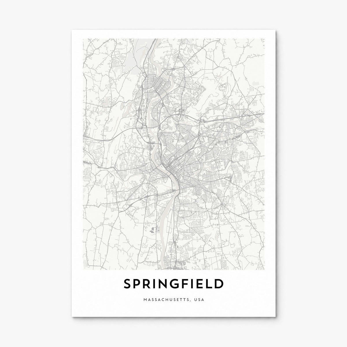 Springfield, Massachusetts Map Poster, print only (unframed)