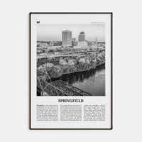 Springfield, Massachusetts Poster Black Metal / 8x12 in Nbourhood Travel B&W Poster