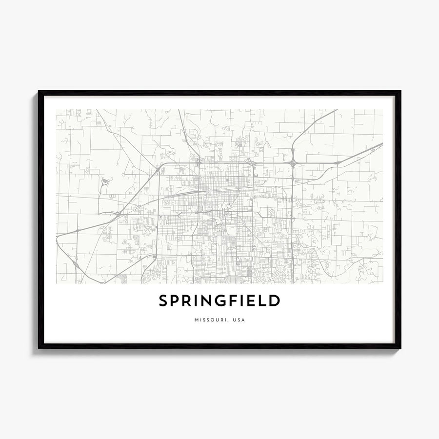 Springfield, Missouri Map Poster, framed poster mockup