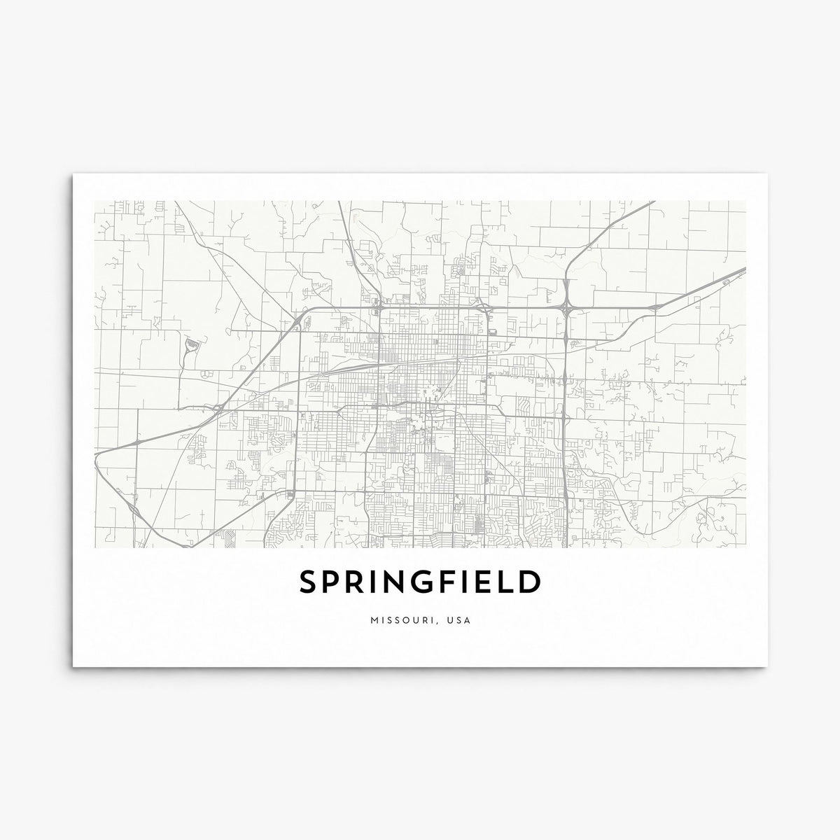 Springfield, Missouri Map Poster, print only (unframed)