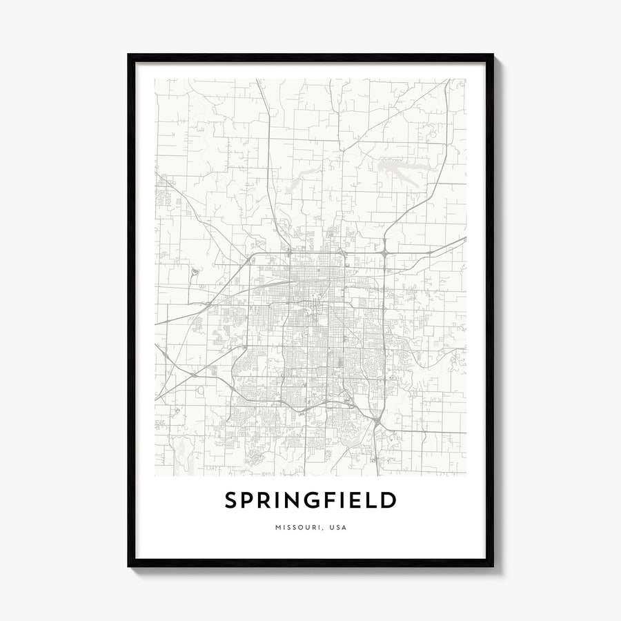 Springfield, Missouri Map Poster, framed poster mockup