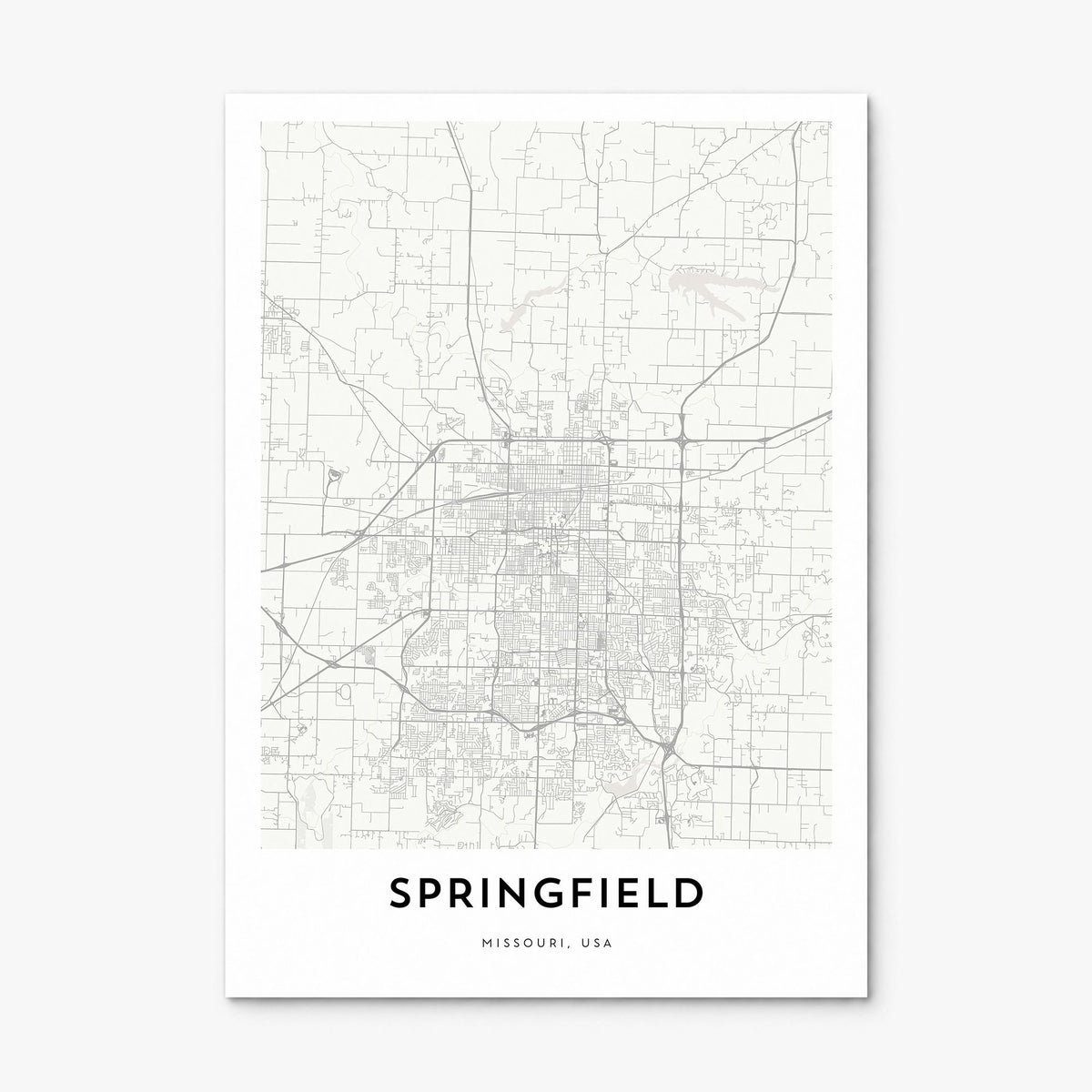 Springfield, Missouri Map Poster, print only (unframed)
