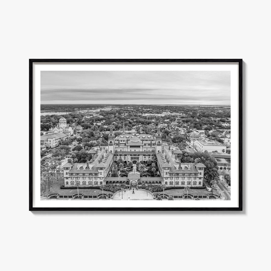 St. Augustine black & white photo poster of Florida, USA – horizontal wall art, unframed print shown in interior mockup