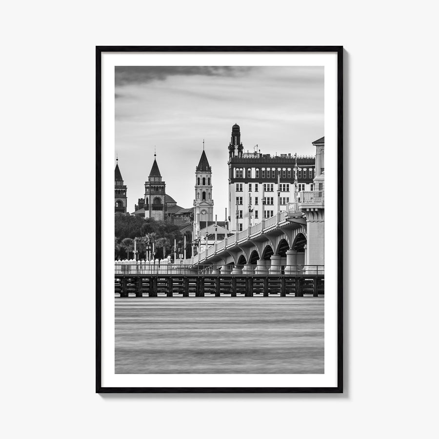 St. Augustine black & white photo poster of Florida, USA – vertical wall art, unframed print shown in interior mockup