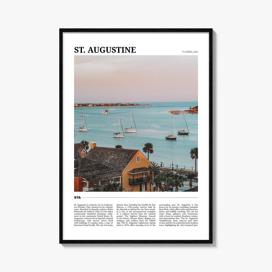 St. Augustine colorful travel poster of Florida, USA – vertical wall art, unframed print shown in interior mockup