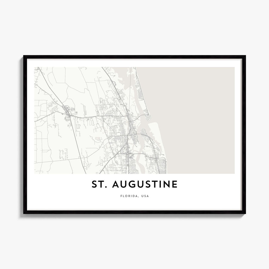 St. Augustine Map Poster, framed poster mockup