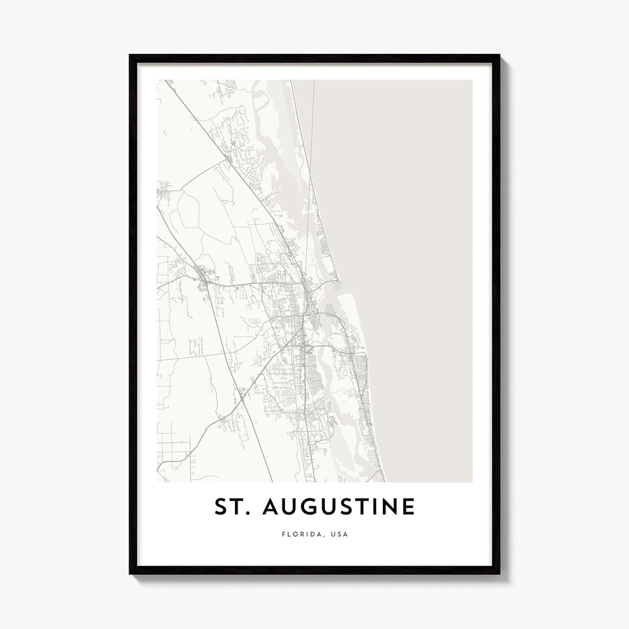 St. Augustine Map Poster, framed poster mockup