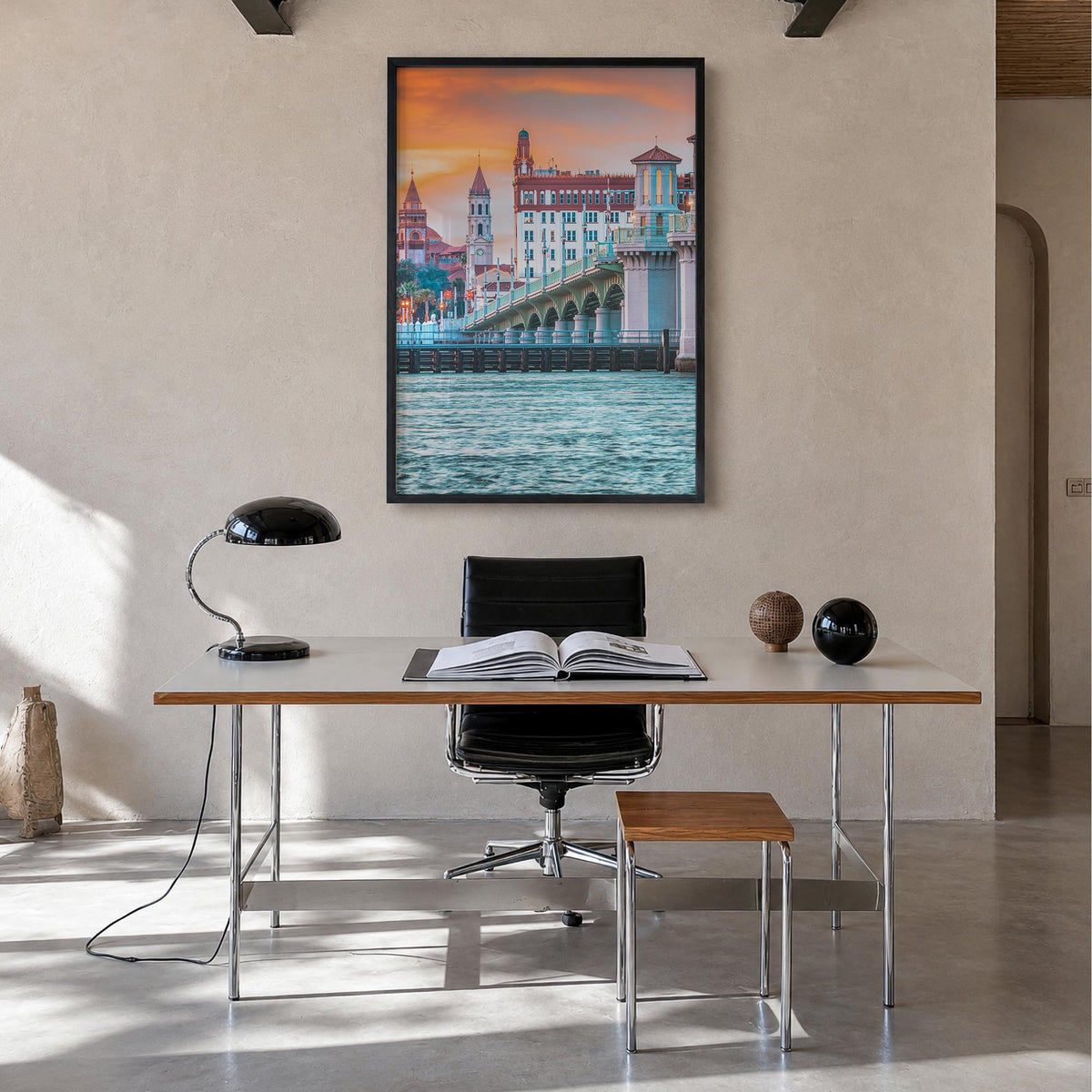 St. Augustine no. 1 colorful photo poster of Florida, USA – vertical wall art in black wood frame, hanging on wall