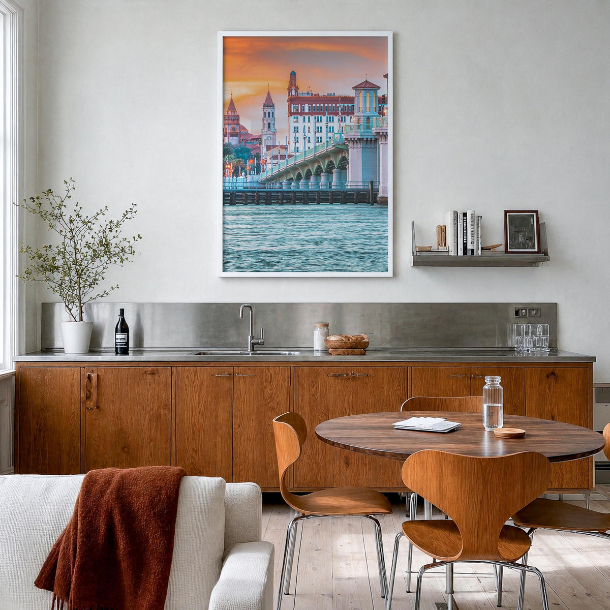 St. Augustine no. 1 colorful photo poster of Florida, USA – vertical wall art in white wood frame, hanging on wall