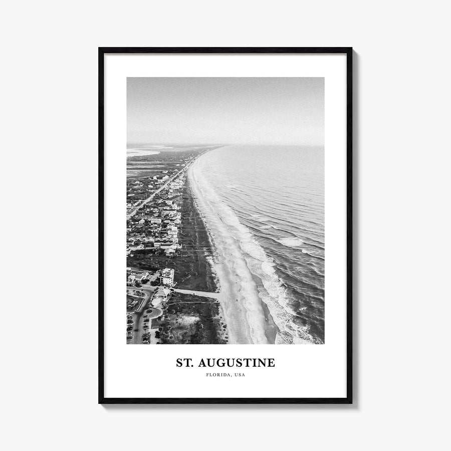St. Augustine no. 2 black & white classic poster of Florida, USA – vertical wall art, unframed print shown in interior mockup