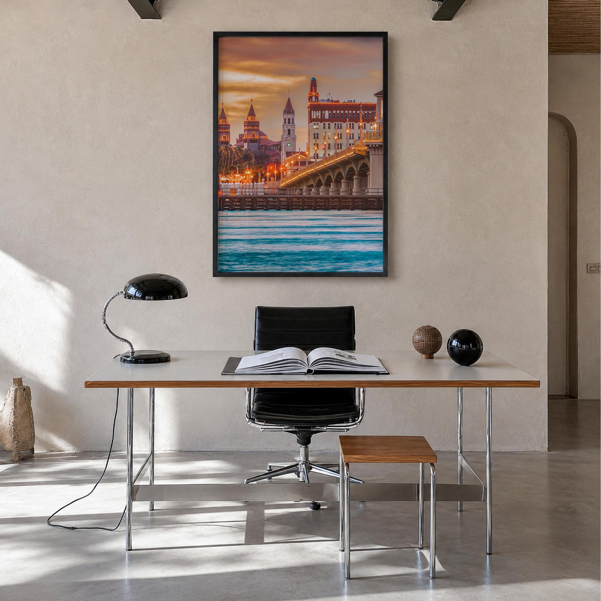 St. Augustine no. 2 colorful photo poster of Florida, USA – vertical wall art in black wood frame, hanging on wall
