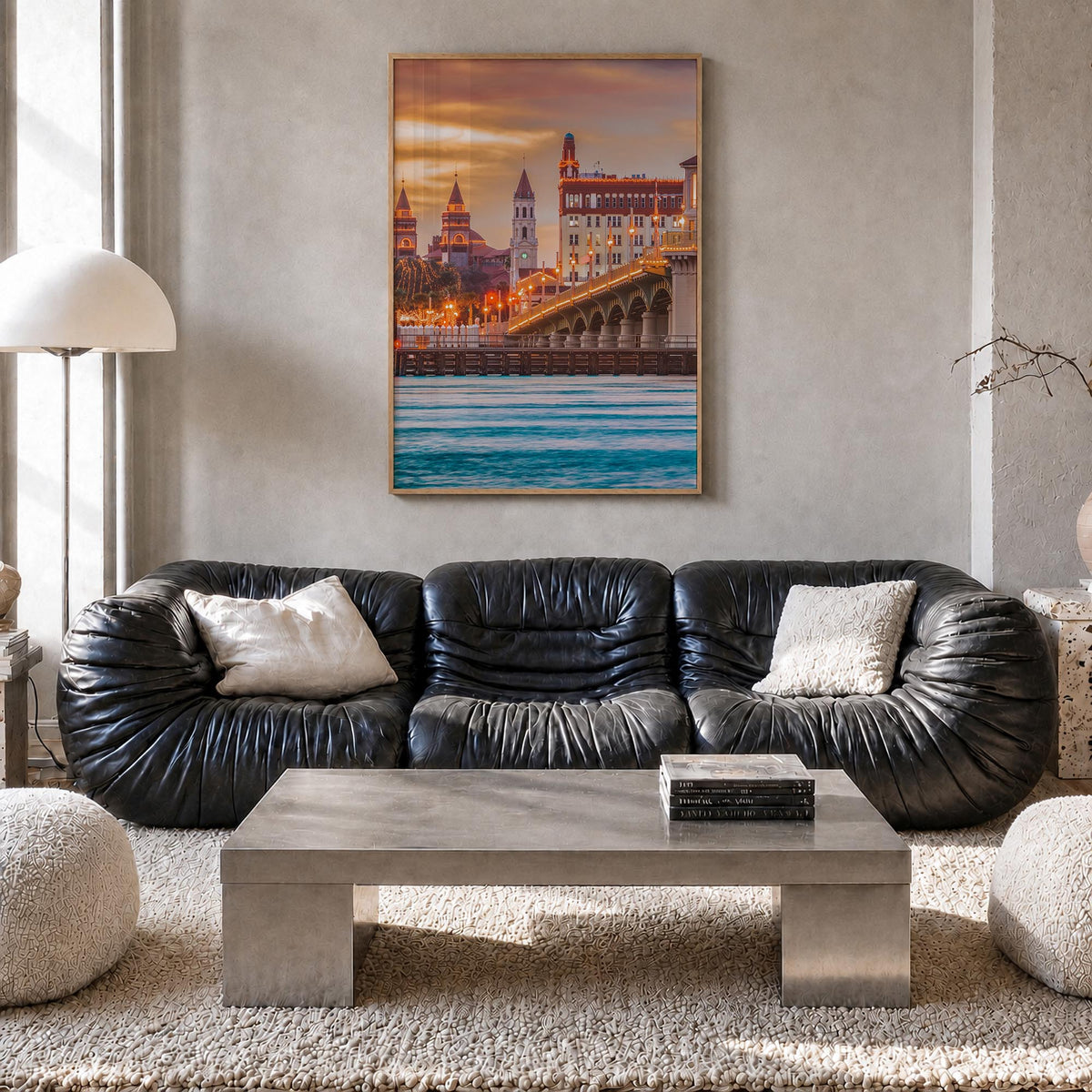 St. Augustine no. 2 colorful photo poster of Florida, USA – vertical wall art in natural wood frame, hanging on wall
