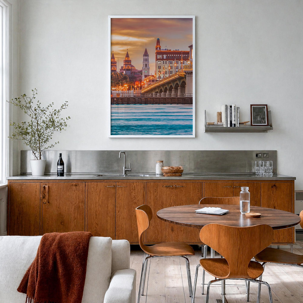 St. Augustine no. 2 colorful photo poster of Florida, USA – vertical wall art in white wood frame, hanging on wall