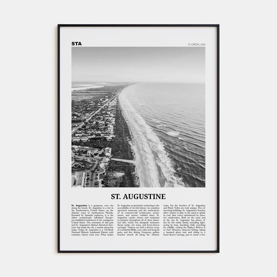 St. Augustine No 2 Poster Black Metal / 8x12 in Nbourhood Travel B&W Poster