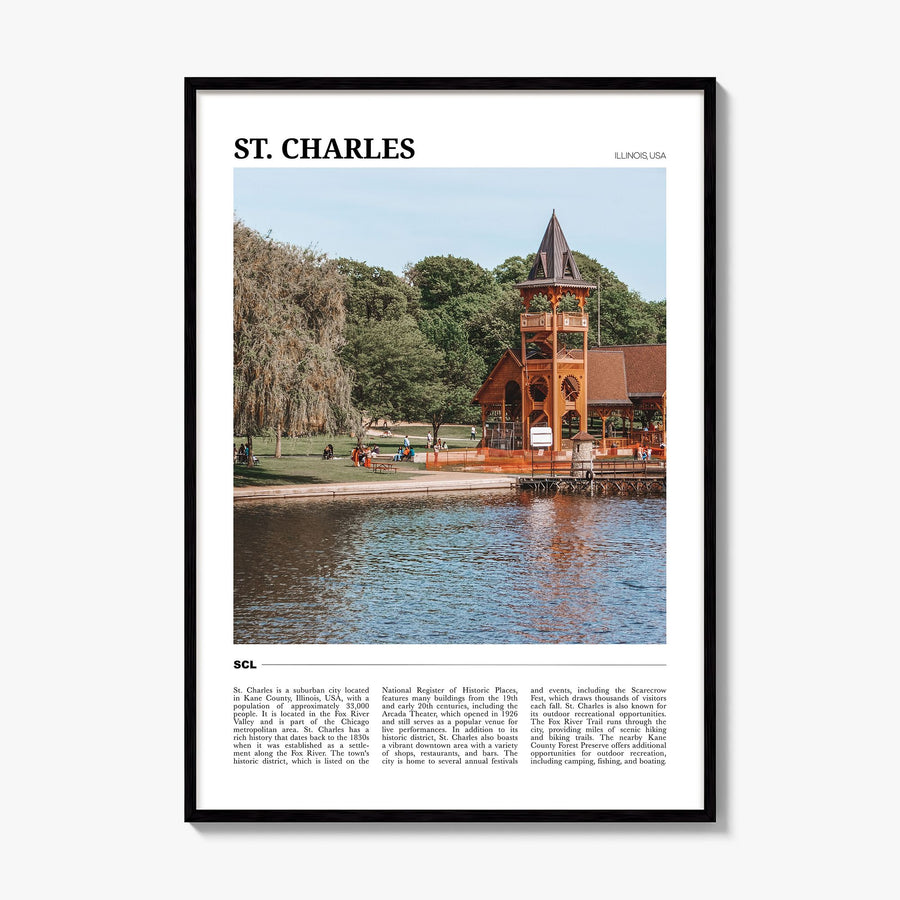 St. Charles, Illinois Travel Poster, framed poster mockup