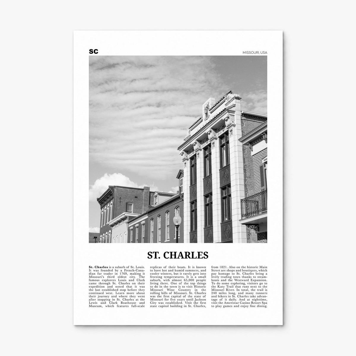 St. Charles, Missouri Newspaper Poster, print only (unframed)