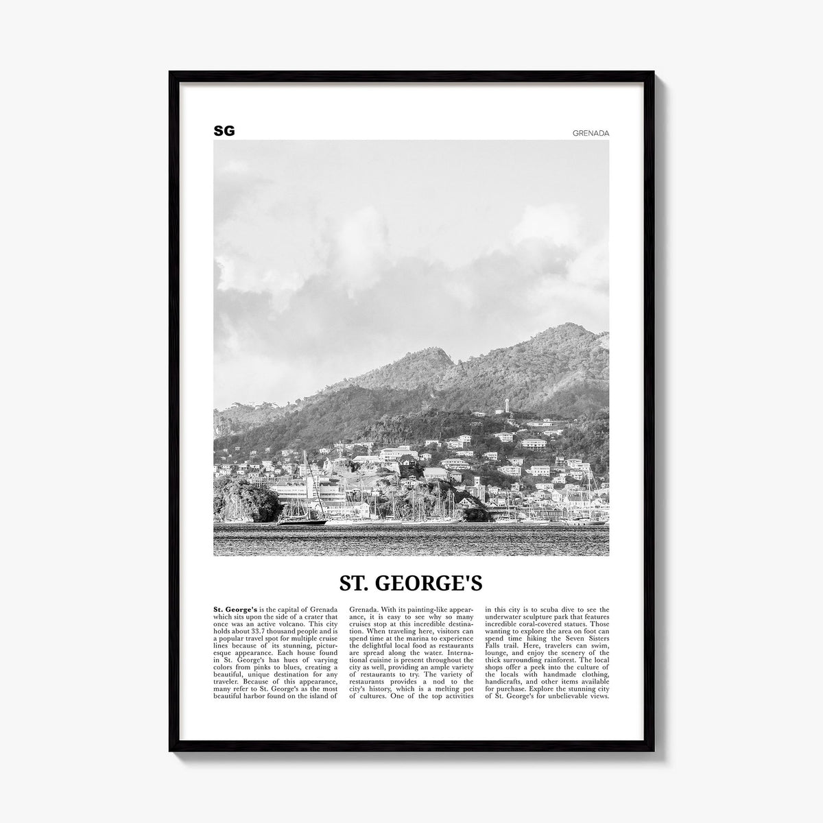 St. George's, Grenada Newspaper Poster, framed poster mockup