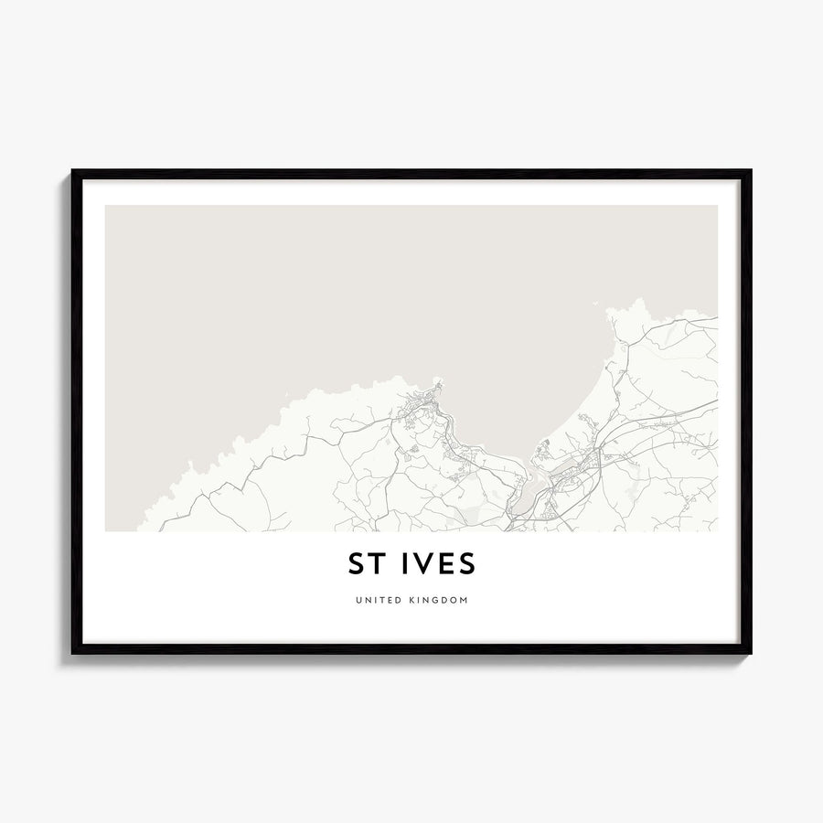 St. Ives Map Poster, framed poster mockup