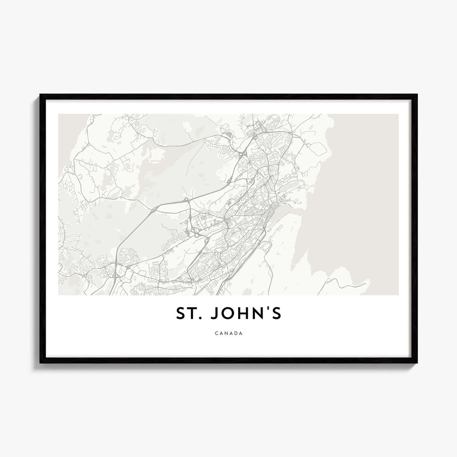 St. John's Map Poster, framed poster mockup
