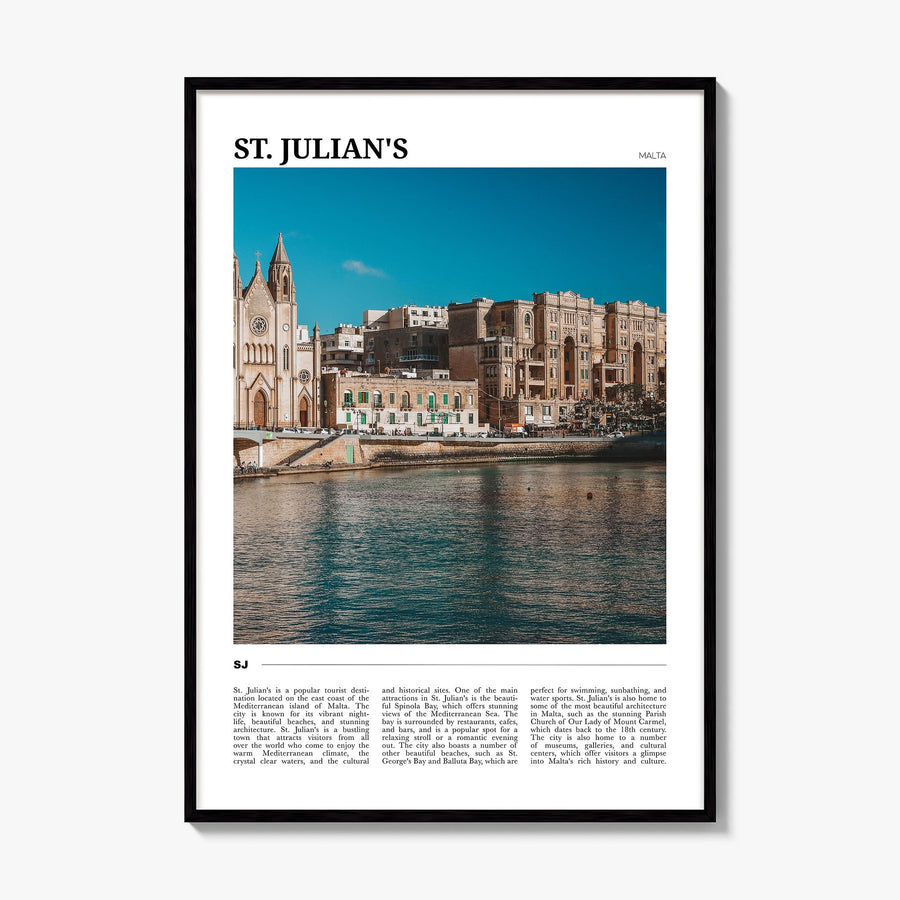 St. Julian's Travel Poster, framed poster mockup