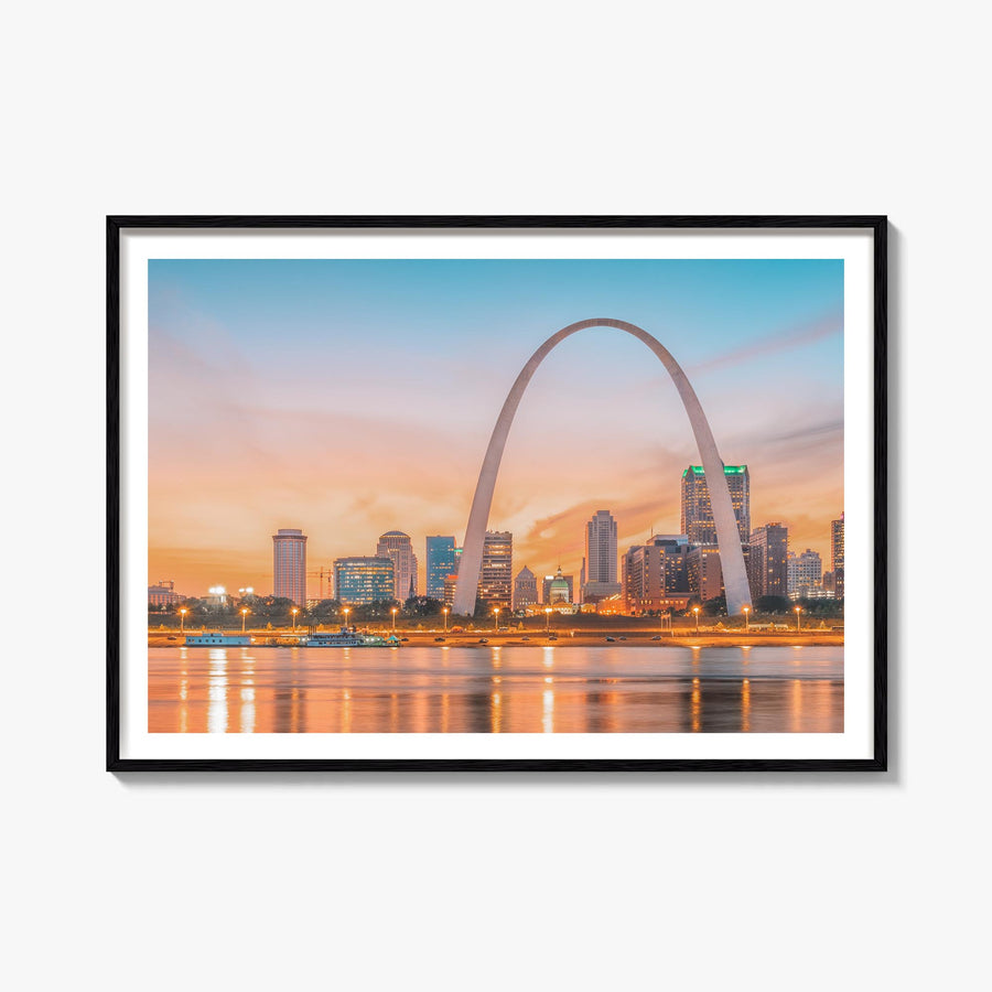St. Louis colorful photo poster of Missouri, USA – horizontal wall art, unframed print shown in interior mockup