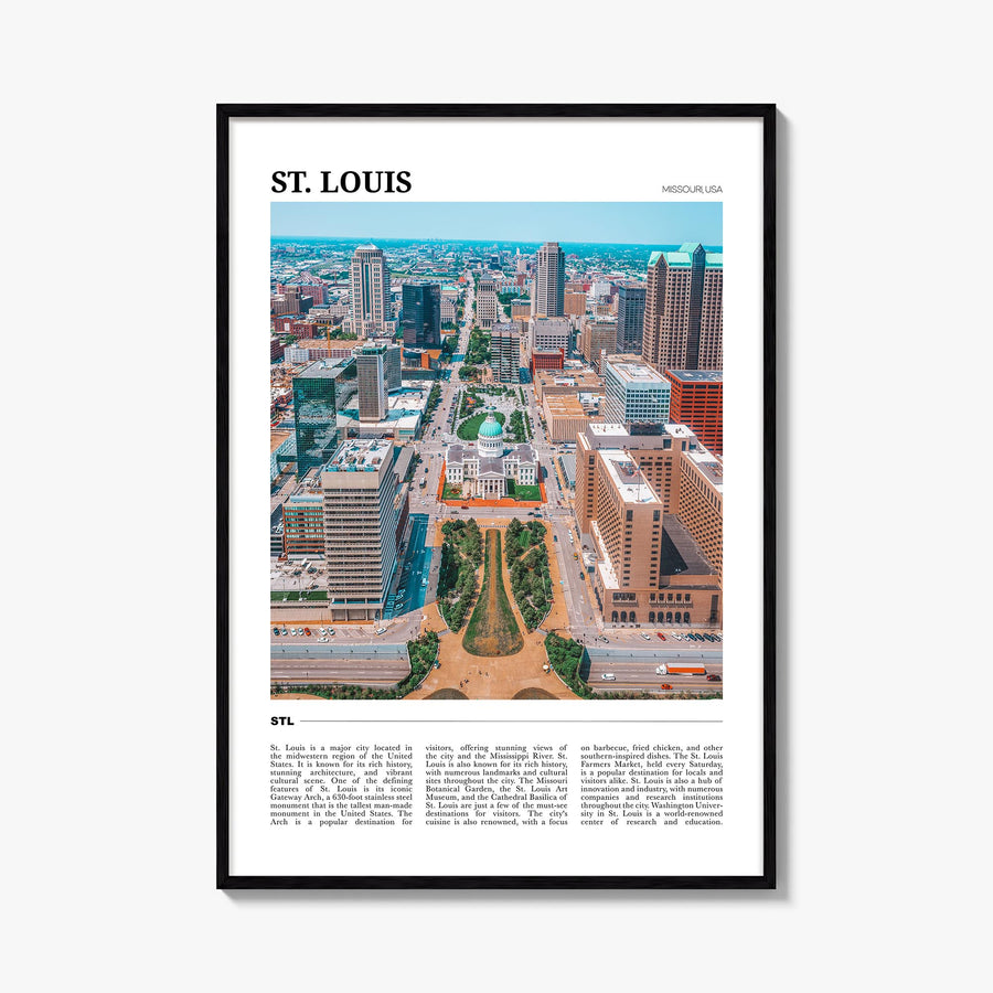 St. Louis colorful travel poster of Missouri, USA – vertical wall art, unframed print shown in interior mockup