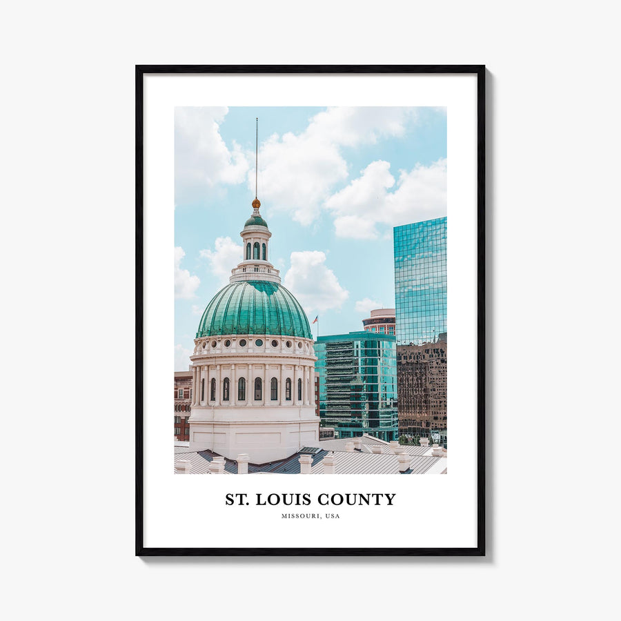 St. Louis County colorful classic poster of Missouri, USA – vertical wall art, unframed print shown in interior mockup