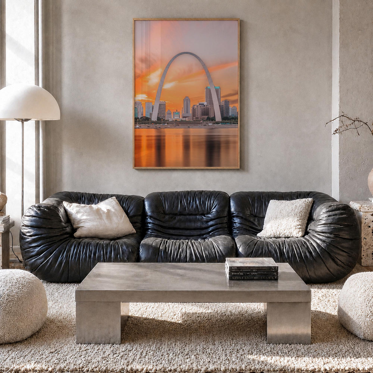 St. Louis no. 1 colorful photo poster of Missouri, USA – vertical wall art in natural wood frame, hanging on wall