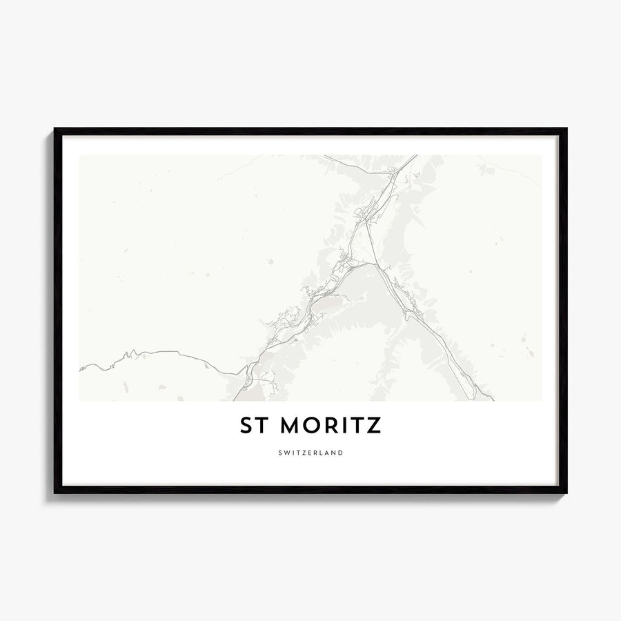 St. Moritz Map Poster, framed poster mockup
