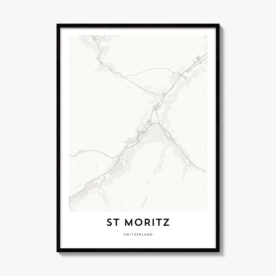 St. Moritz Map Poster, framed poster mockup