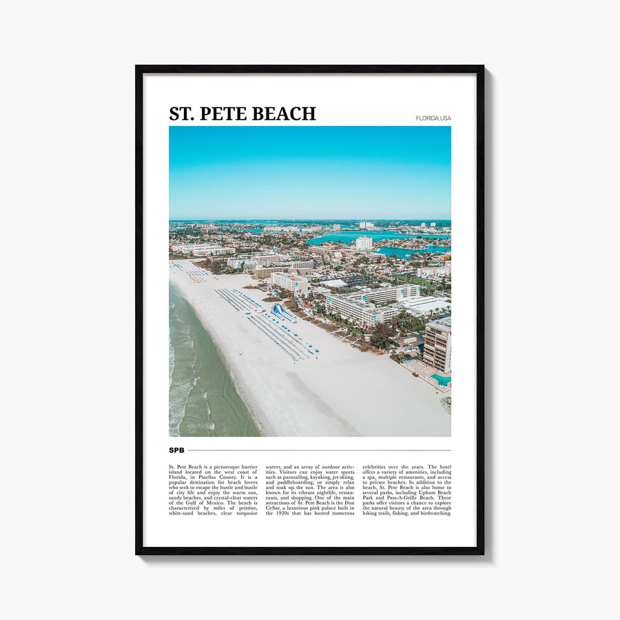 St. Pete Beach colorful travel poster of Florida, USA – vertical wall art, unframed print shown in interior mockup