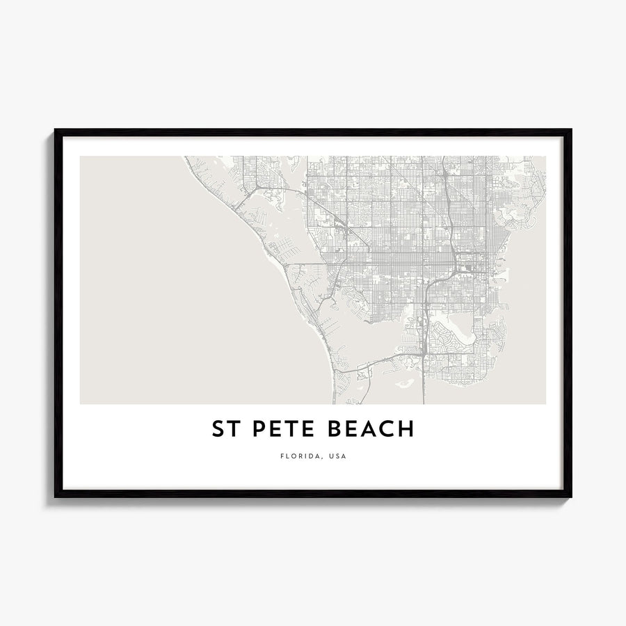 St. Pete Beach Map Poster, framed poster mockup
