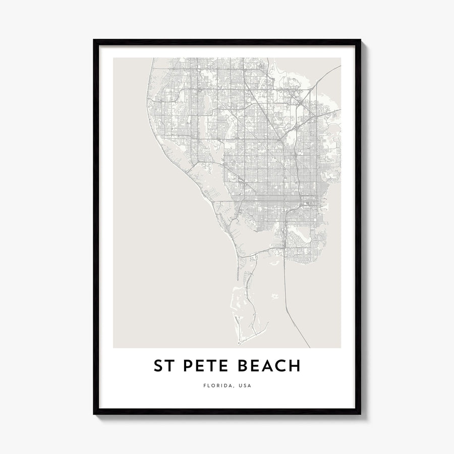 St. Pete Beach Map Poster, framed poster mockup