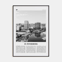 St. Petersburg, Florida No 1 Poster Black Metal / 8x12 in Nbourhood Travel B&W Poster