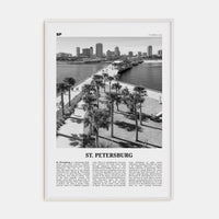 St. Petersburg, Florida No 2 Poster White Wood / 8x12 in Nbourhood Travel B&W Poster