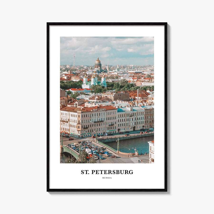 St. Petersburg, Russia colorful classic poster of Russia – vertical wall art, unframed print shown in interior mockup