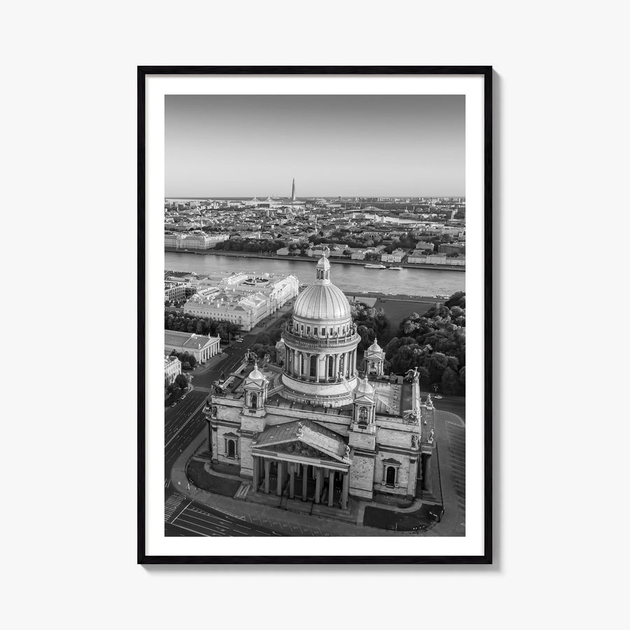 St. Petersburg, Russia no. 1 black & white photo poster of Russia – vertical wall art, unframed print shown in interior mocku