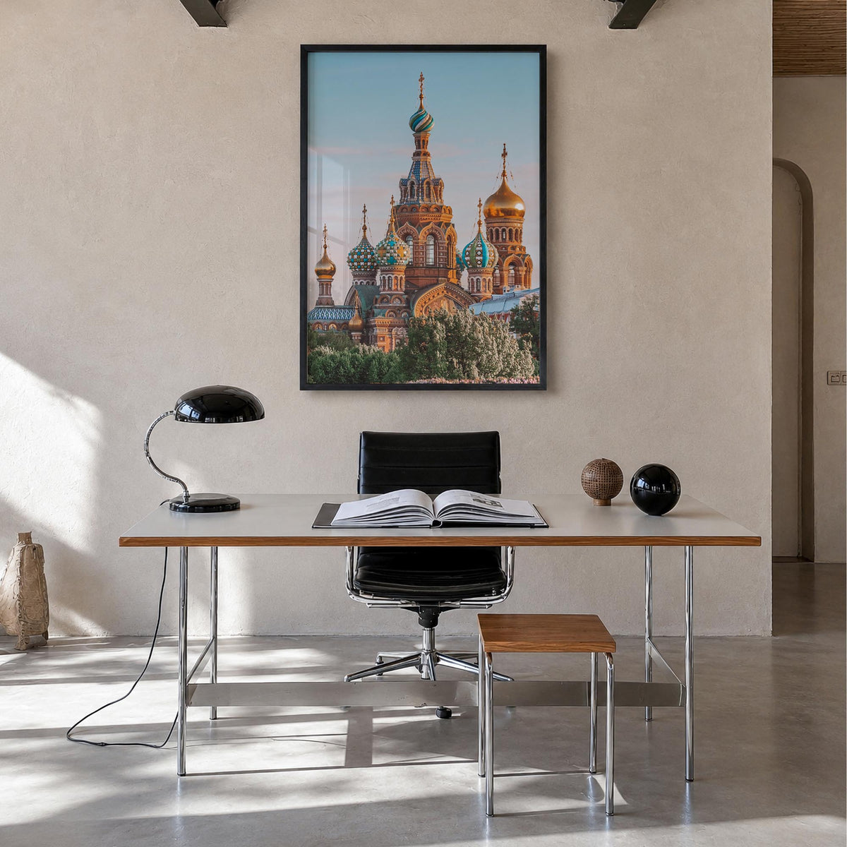 St. Petersburg, Russia no. 1 colorful photo poster of Russia – vertical wall art in black wood frame, hanging on wall