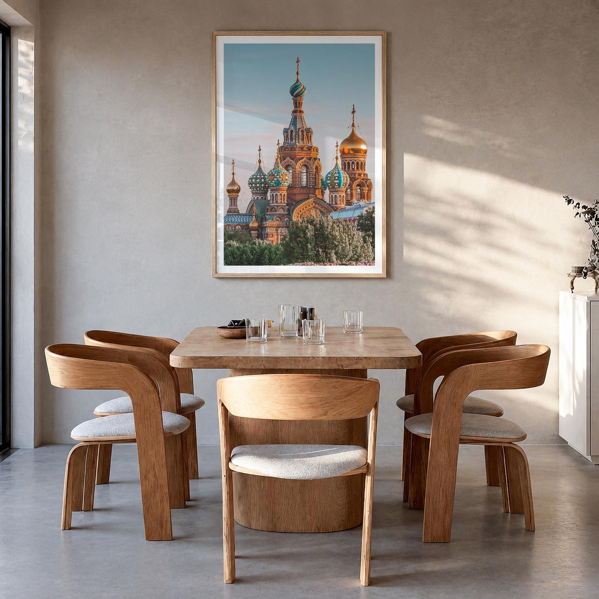 St. Petersburg, Russia no. 1 colorful photo poster of Russia – vertical wall art in natural wood frame with white border, han