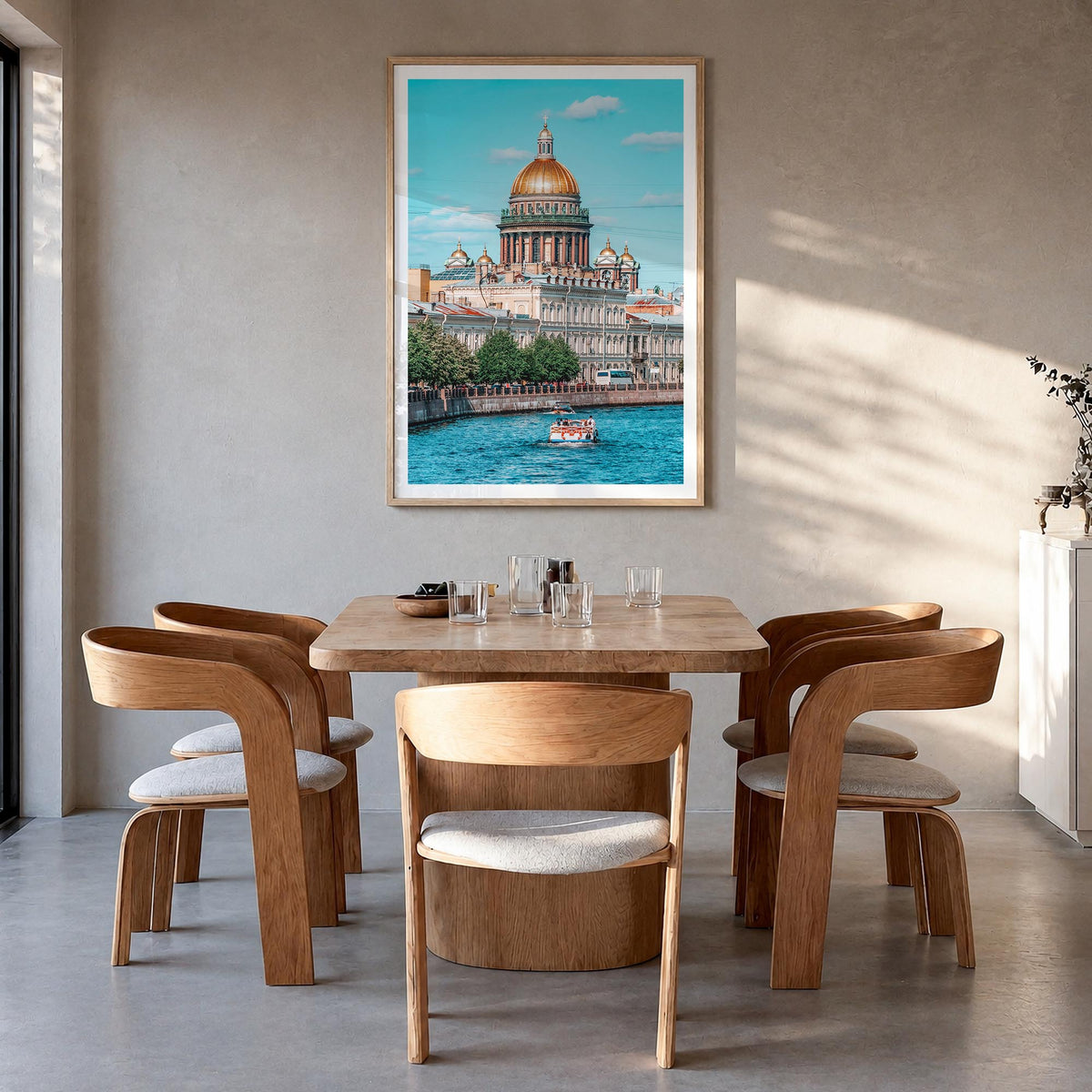 St. Petersburg, Russia no. 2 colorful photo poster of Russia – vertical wall art in natural wood frame with white border, han