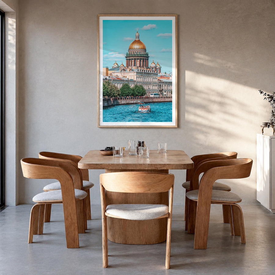 St. Petersburg, Russia no. 2 colorful photo poster of Russia – vertical wall art in natural wood frame with white border, han