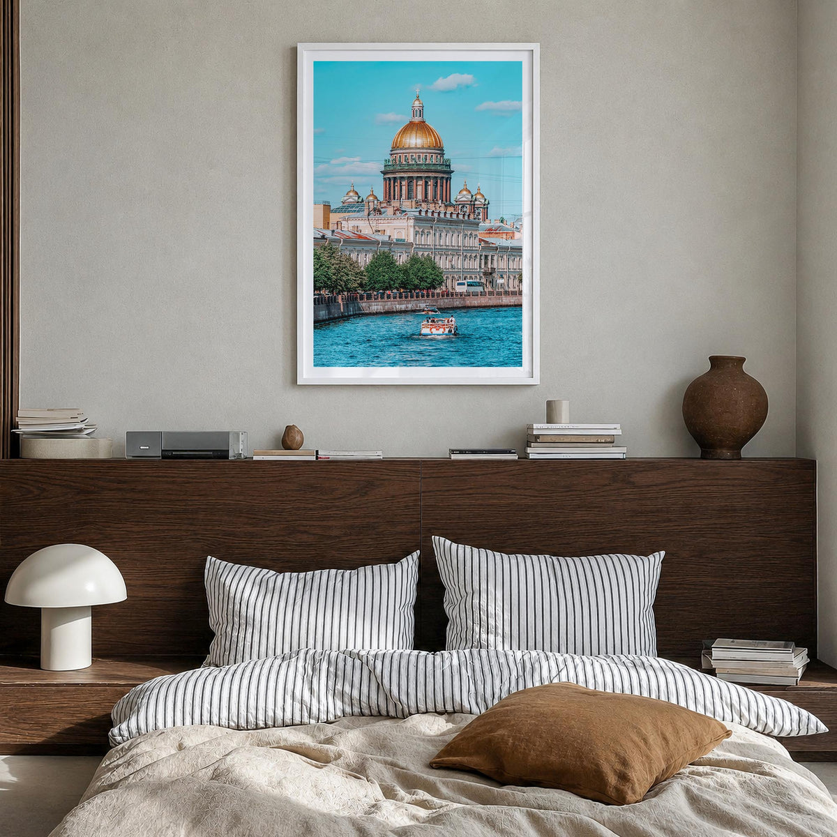 St. Petersburg, Russia no. 2 colorful photo poster of Russia – vertical wall art in white wood frame with white border, hangi